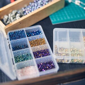 Bright bijouterie elements for creative handcraft work